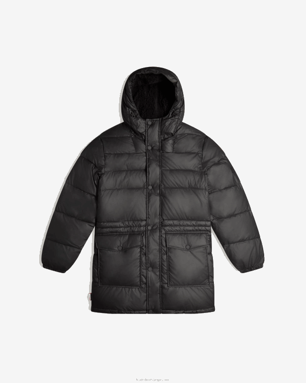 X226V608 onverschrokken geïsoleerde lange puffer jas Heren Hunter zwart