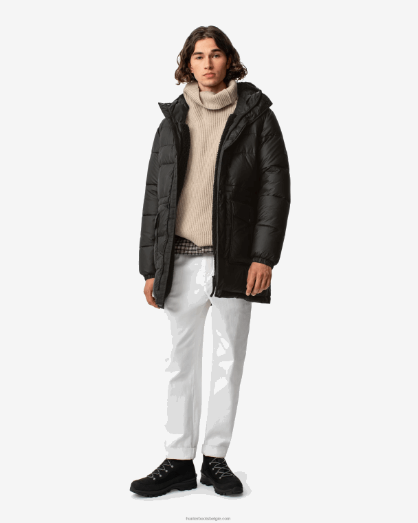 X226V608 onverschrokken geïsoleerde lange puffer jas Heren Hunter zwart