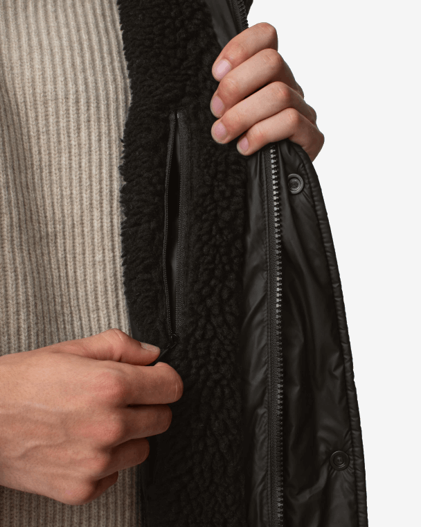 X226V608 onverschrokken geïsoleerde lange puffer jas Heren Hunter zwart
