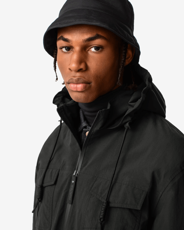 X226V611 ontdekkingsreiziger jack van gerecycled nylon Heren Hunter zwart