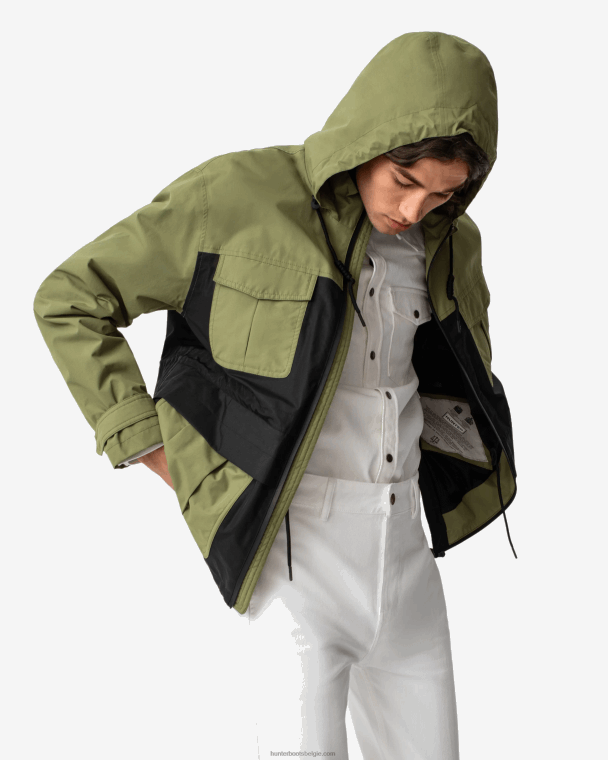X226V614 ontdekkingsreiziger jack van gerecycled nylon Heren Hunter utility groen/zwart