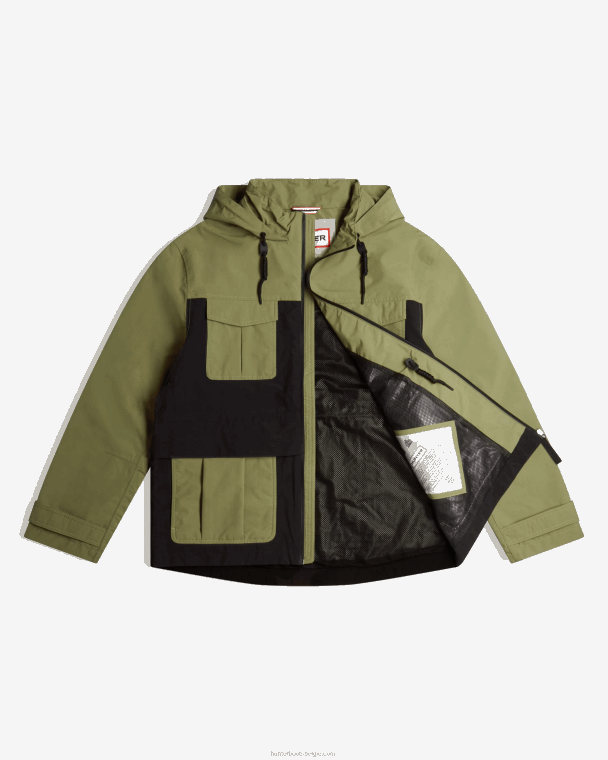 X226V614 ontdekkingsreiziger jack van gerecycled nylon Heren Hunter utility groen/zwart