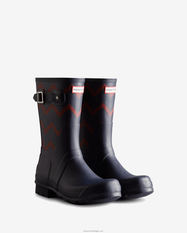 X226V542 roeiblazers zigzag korte regenlaarzen Heren Hunter avondblauw/zongedroogd rood