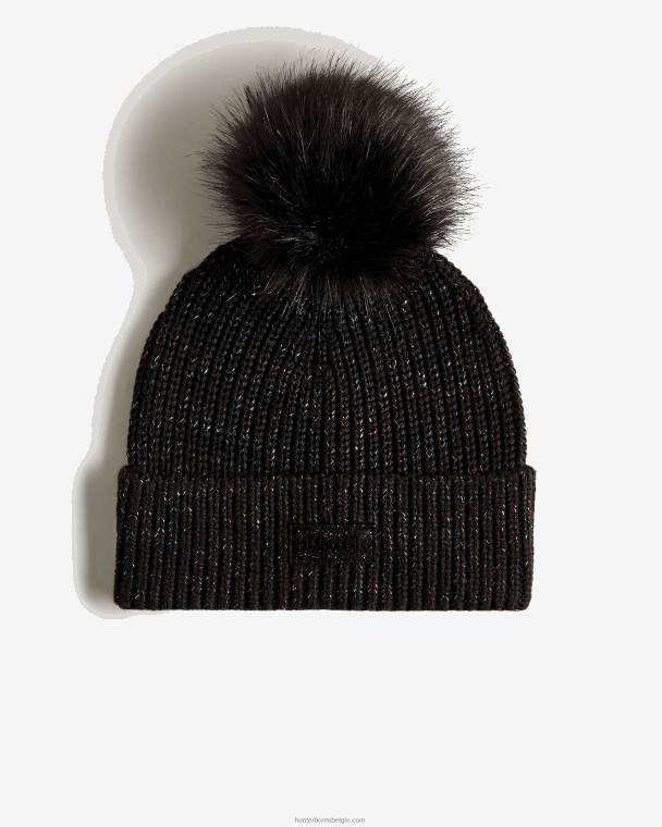 X226V483 muts met glitter lurex pompon Heren Hunter zwart multi
