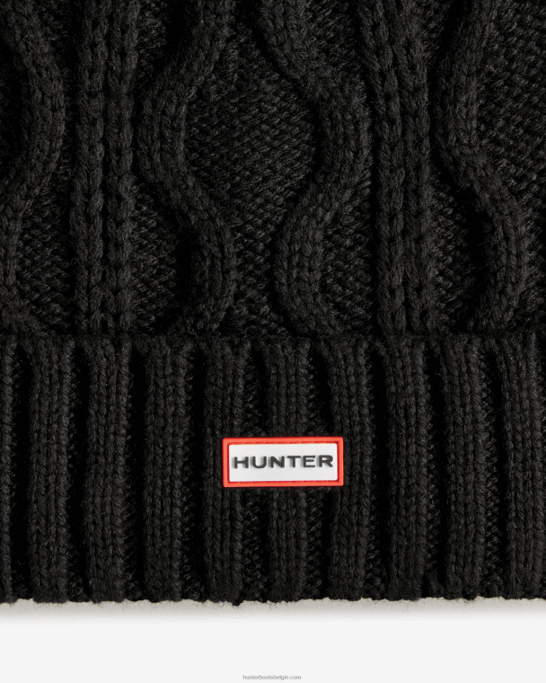 X226V493 Pomponmuts met kabelmanchet Heren Hunter zwart