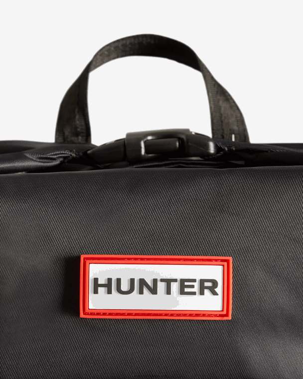 X226V376 nylon pionier rugzak met topclip Heren Hunter zwart