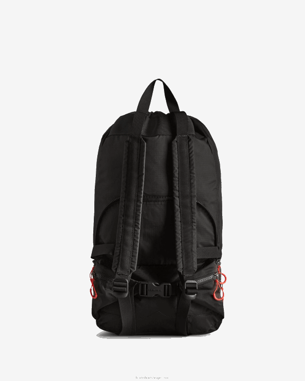 X226V406 reisrugzak van gerecycled ripstop nylon in twee richtingen Heren Hunter zwart/rood dooslogo