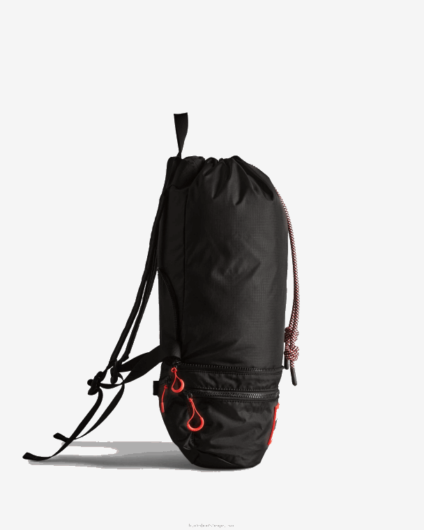 X226V406 reisrugzak van gerecycled ripstop nylon in twee richtingen Heren Hunter zwart/rood dooslogo