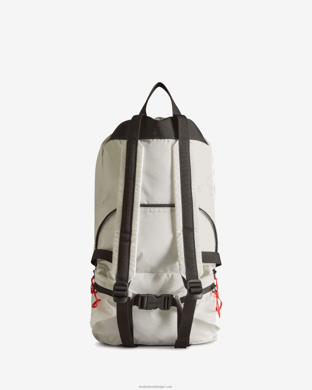 X226V407 reisrugzak van gerecycled ripstop nylon in twee richtingen Heren Hunter wit/rood dooslogo