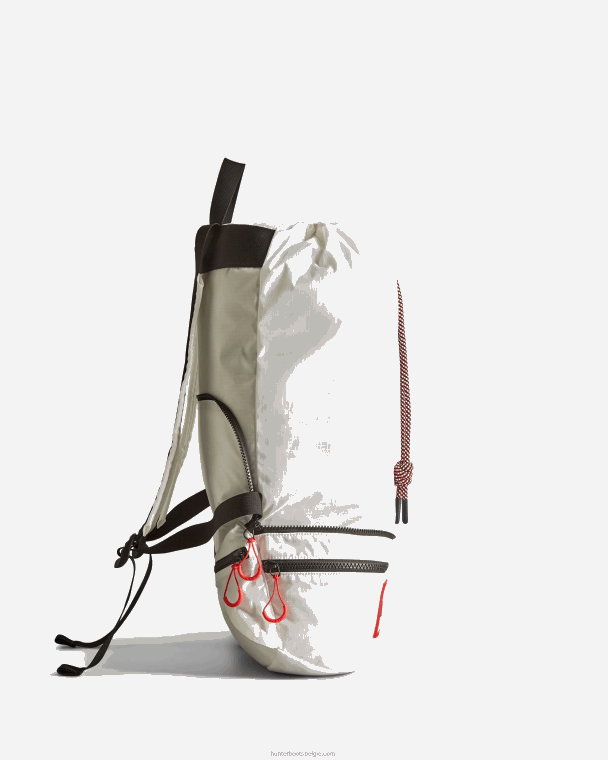 X226V407 reisrugzak van gerecycled ripstop nylon in twee richtingen Heren Hunter wit/rood dooslogo