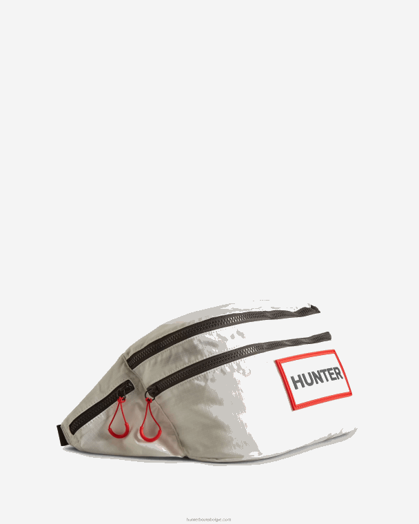 X226V407 reisrugzak van gerecycled ripstop nylon in twee richtingen Heren Hunter wit/rood dooslogo