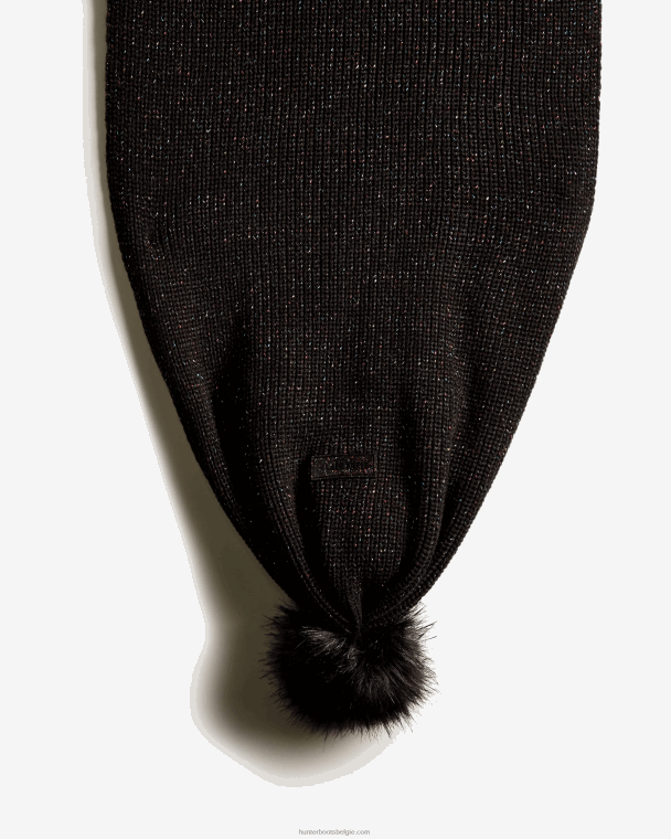 X226V484 glitter lurex pompon sjaal Heren Hunter zwart multi