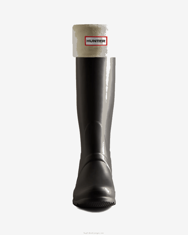 X226V373 hoge laarzensokken van gerecycled fleece met boord Heren Hunter wit