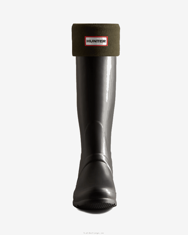 X226V397 hoge laarzensokken van gerecycled fleece met boord Heren Hunter donkere olijf