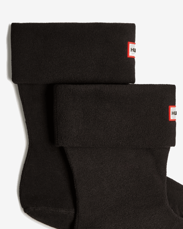 X226V398 korte laarssokken van gerecycled fleece met boord Heren Hunter zwart
