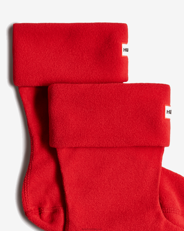X226V400 korte laarssokken van gerecycled fleece met boord Heren Hunter militair rood