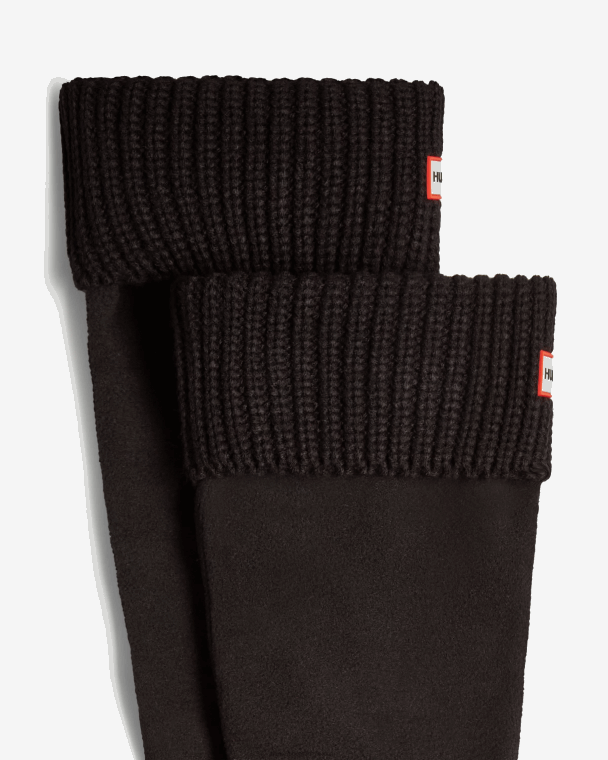 X226V489 hoge laarzensokken met halve cardigan en manchetten van gerecycled materiaal Heren Hunter zwart