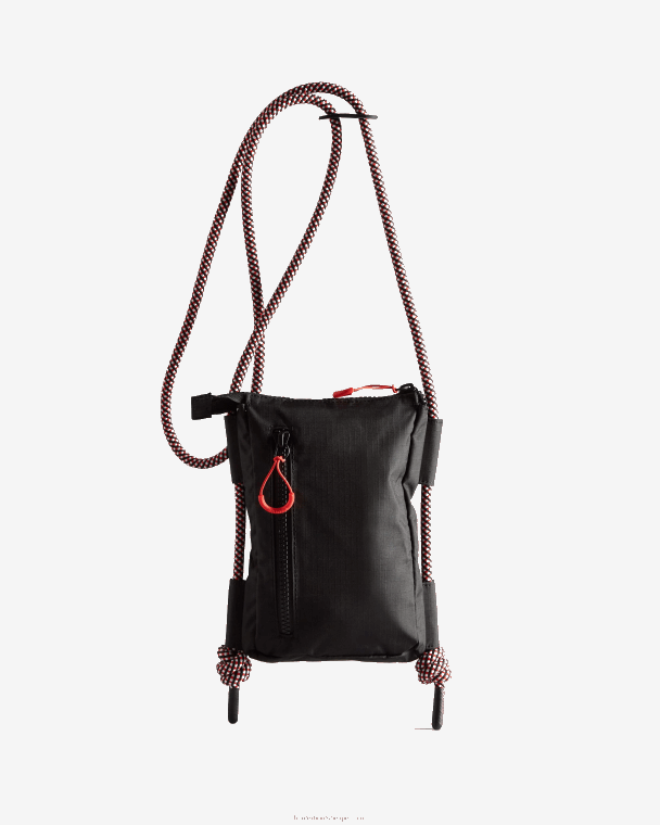 X226V377 telefoonhoesje van gerecycled ripstop nylon voor op reis Heren Hunter zwart/rood dooslogo