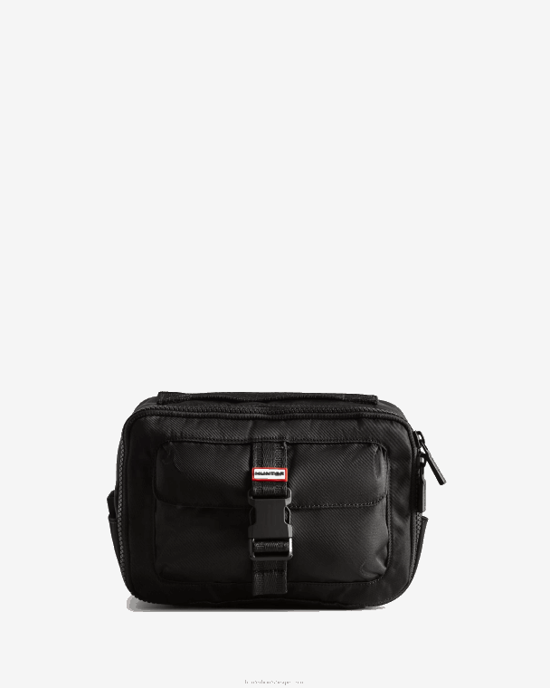 X226V466 nylon crossbodytas met driewegclips aan de bovenkant Heren Hunter zwart