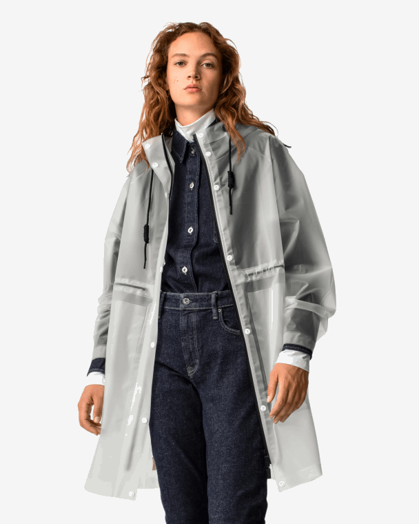 X226V340 play waterdichte parka van transparant vinyl vrouwen Hunter wit