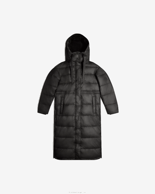 X226V341 onverschrokken geïsoleerde lange puffer jas vrouwen Hunter zwart