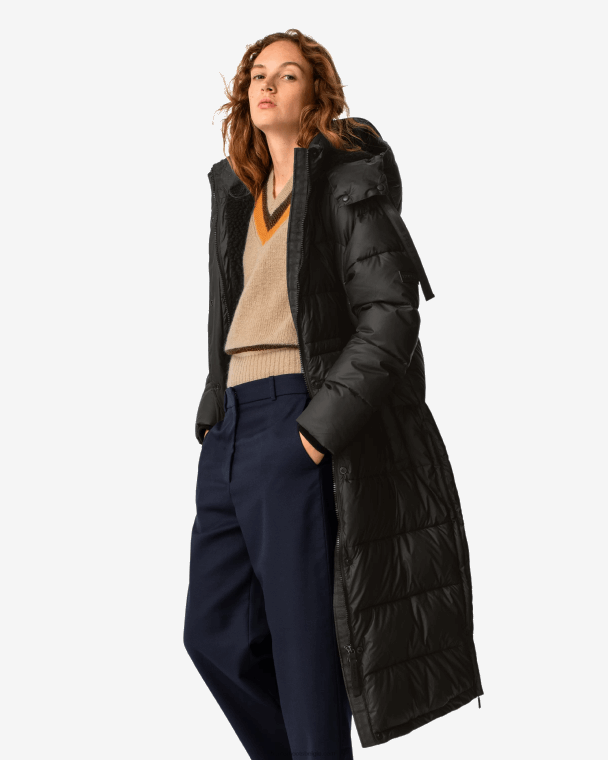 X226V341 onverschrokken geïsoleerde lange puffer jas vrouwen Hunter zwart