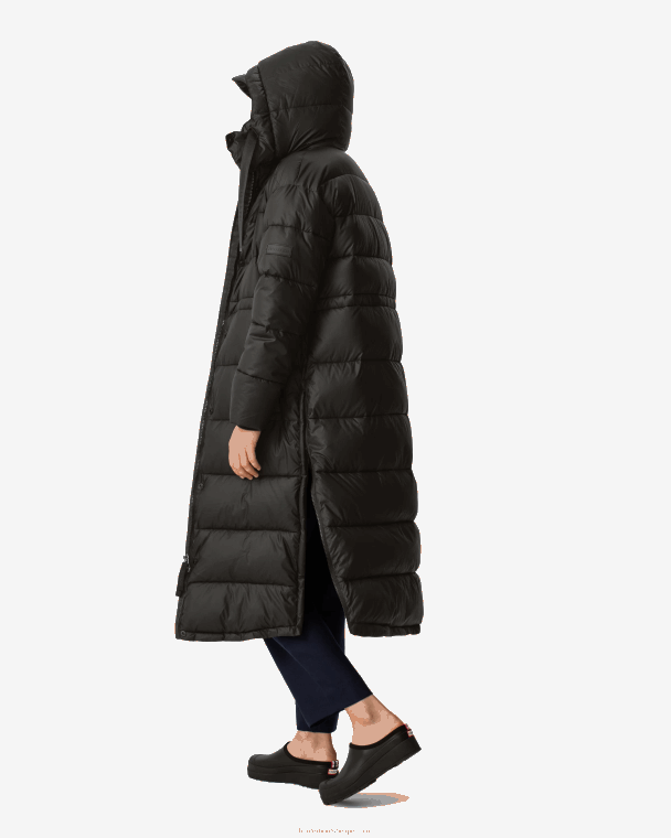 X226V341 onverschrokken geïsoleerde lange puffer jas vrouwen Hunter zwart