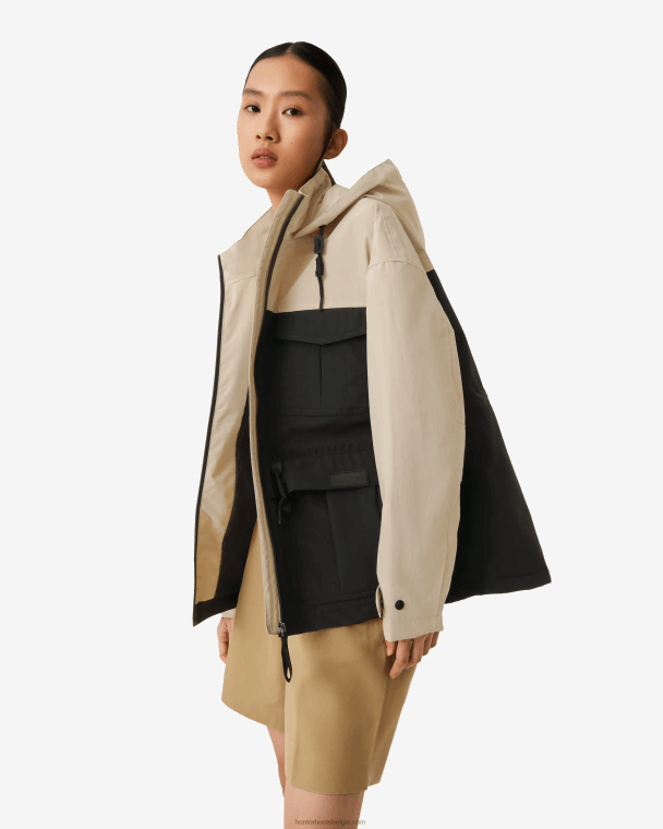 X226V342 ontdekkingsreiziger jack van gerecycled nylon vrouwen Hunter schuimsteen/zwart