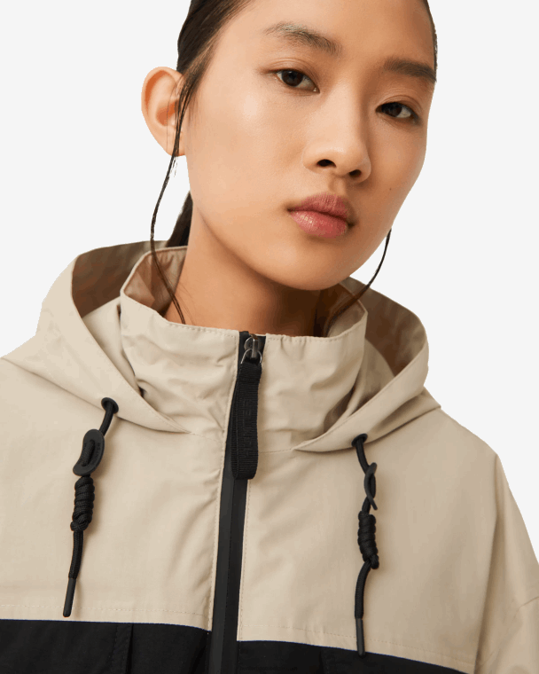 X226V342 ontdekkingsreiziger jack van gerecycled nylon vrouwen Hunter schuimsteen/zwart