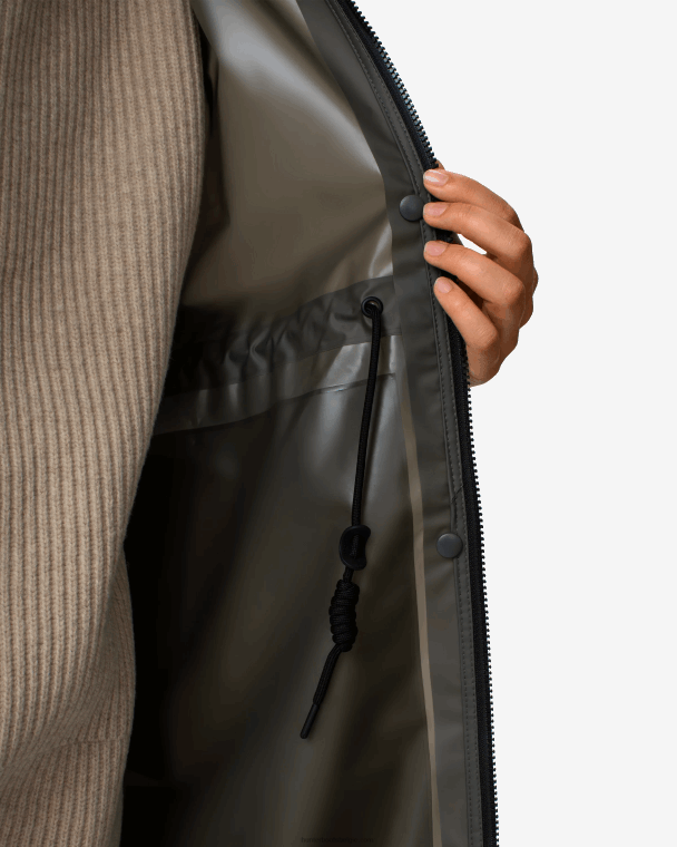 X226V350 play waterdichte parka van transparant vinyl vrouwen Hunter donkere olijf