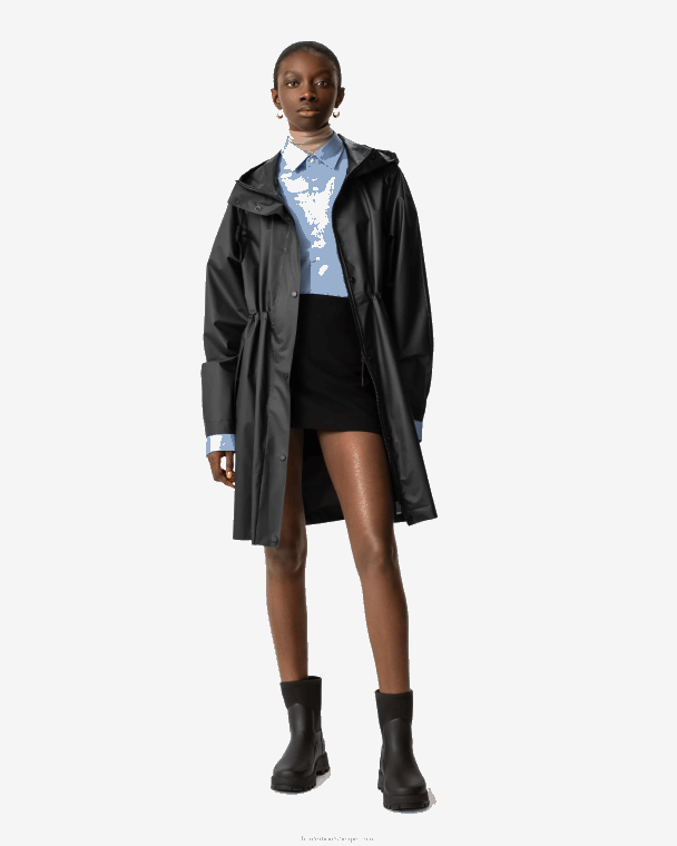 X226V351 play waterdichte parka van transparant vinyl vrouwen Hunter zwart