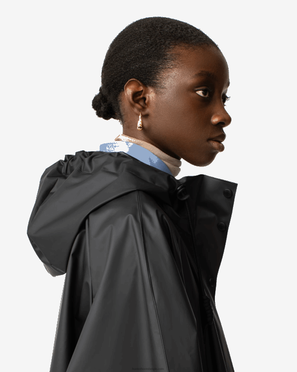 X226V351 play waterdichte parka van transparant vinyl vrouwen Hunter zwart