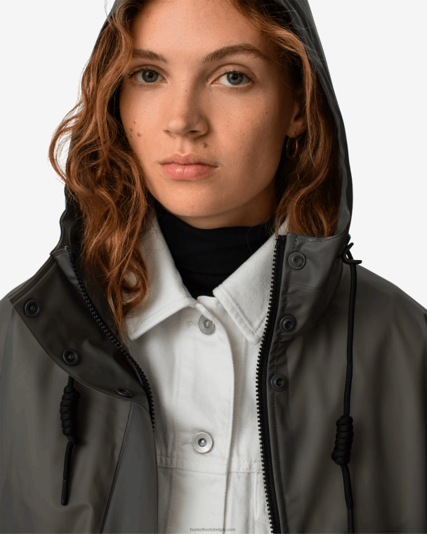 X226V352 play waterdichte waterdichte jas van transparant vinyl vrouwen Hunter donker olijf/zwart