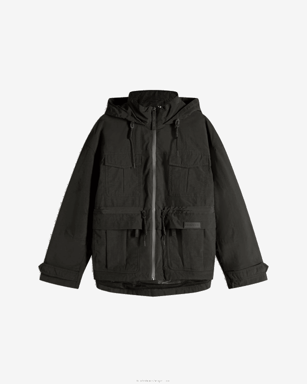 X226V354 ontdekkingsreiziger jack van gerecycled nylon vrouwen Hunter zwart