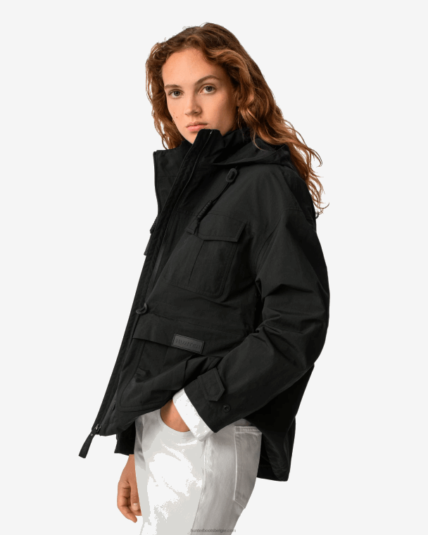X226V354 ontdekkingsreiziger jack van gerecycled nylon vrouwen Hunter zwart