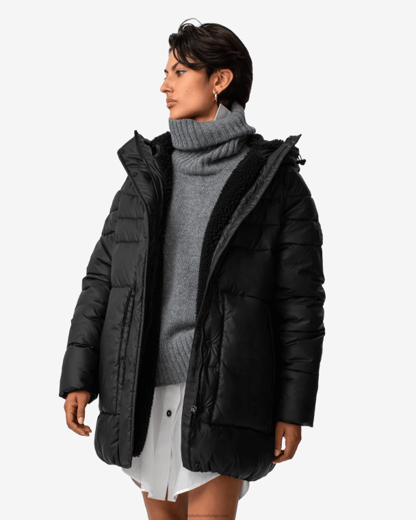 X226V362 onverschrokken geïsoleerd half pufferjack vrouwen Hunter zwart