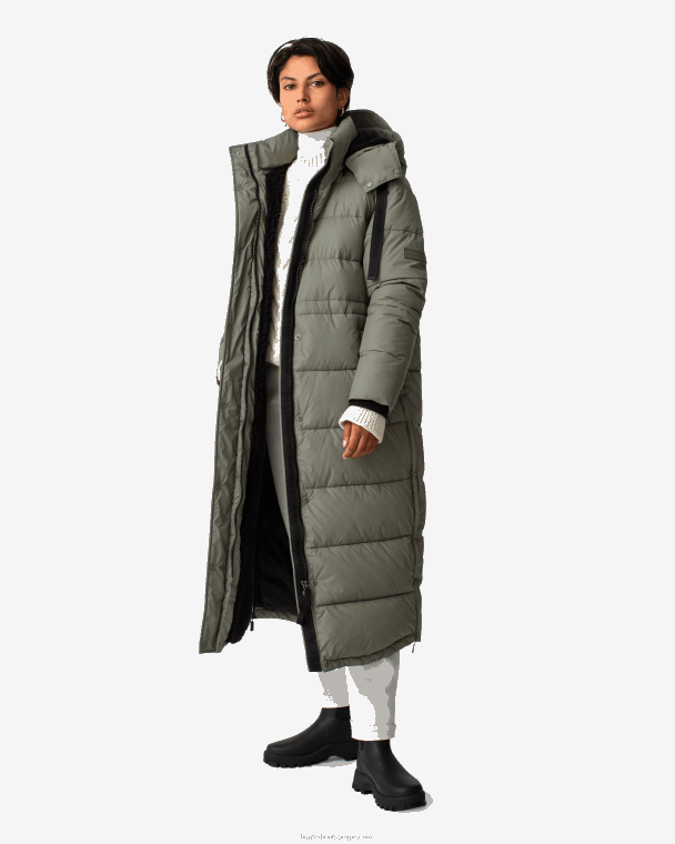 X226V364 onverschrokken geïsoleerde lange puffer jas vrouwen Hunter stedelijk grijs