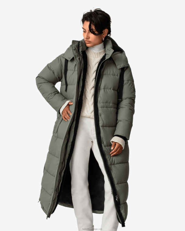 X226V364 onverschrokken geïsoleerde lange puffer jas vrouwen Hunter stedelijk grijs
