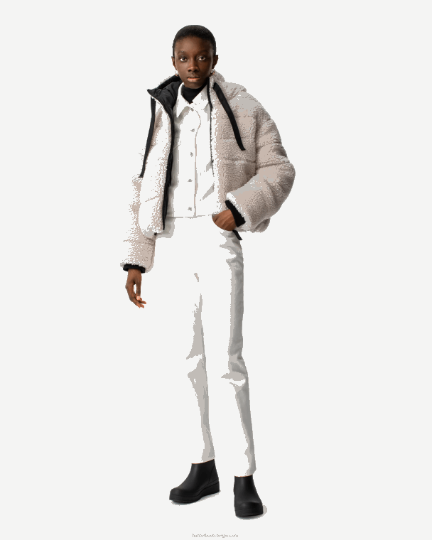 X226V365 Wanderer vegan shearling geïsoleerd kort pufferjack vrouwen Hunter natuurlijk