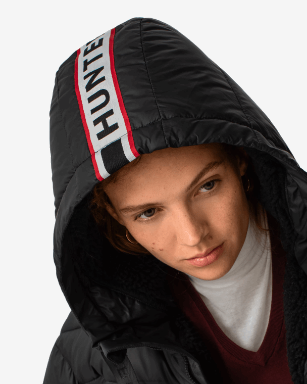 X226V366 onverschrokken gewatteerd jack met geïsoleerde webbing vrouwen Hunter embleem zwart