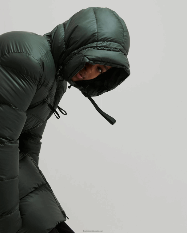 X226V369 geïsoleerde, met rubber beklede lange pufferjas vrouwen Hunter arctisch mosgroen