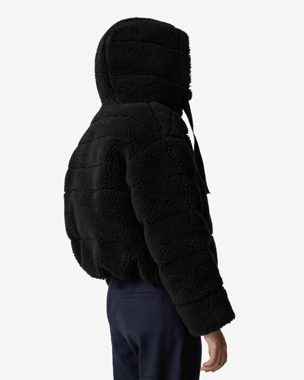 X226V372 Wanderer vegan shearling geïsoleerd kort pufferjack vrouwen Hunter zwart