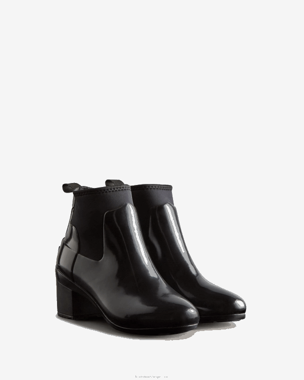 X226V296 verfijnde slim-fit laarzen met halfhoge hak vrouwen Hunter zwart