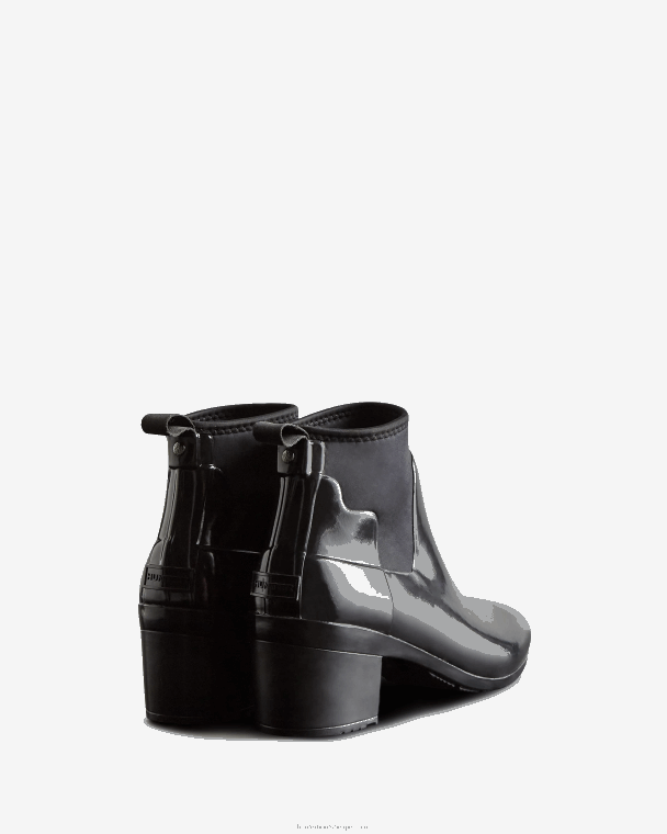 X226V296 verfijnde slim-fit laarzen met halfhoge hak vrouwen Hunter zwart