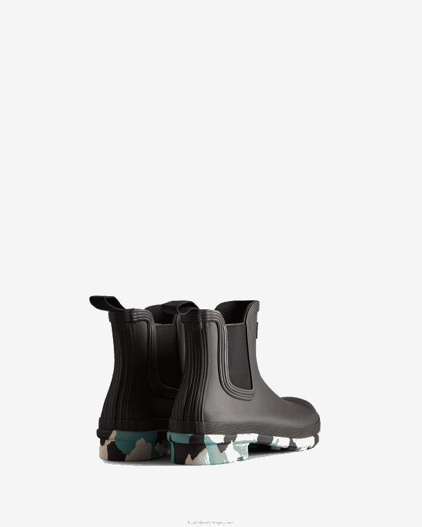 X226V130 chelsea boots met spatzool in kleur vrouwen Hunter zwart/witte wilgen/birseye blauw