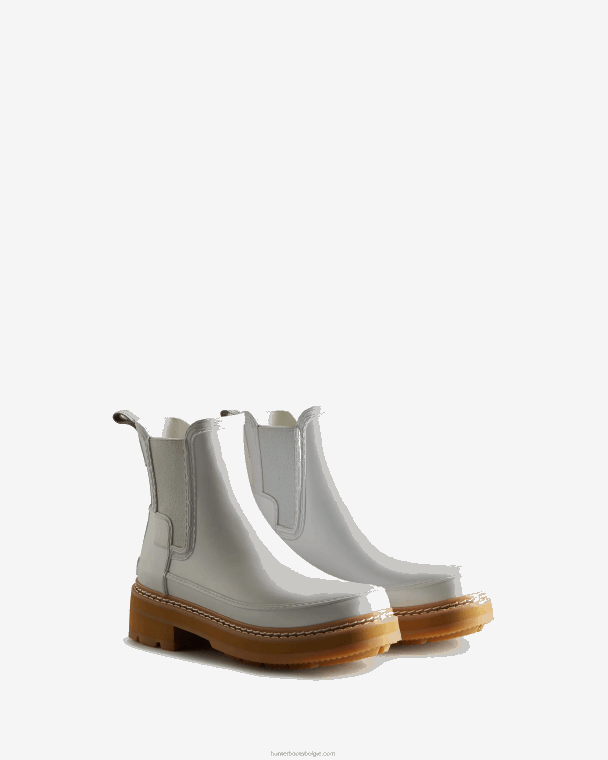 X226V219 chelsea boots met verfijnd stiksel vrouwen Hunter spoorwit