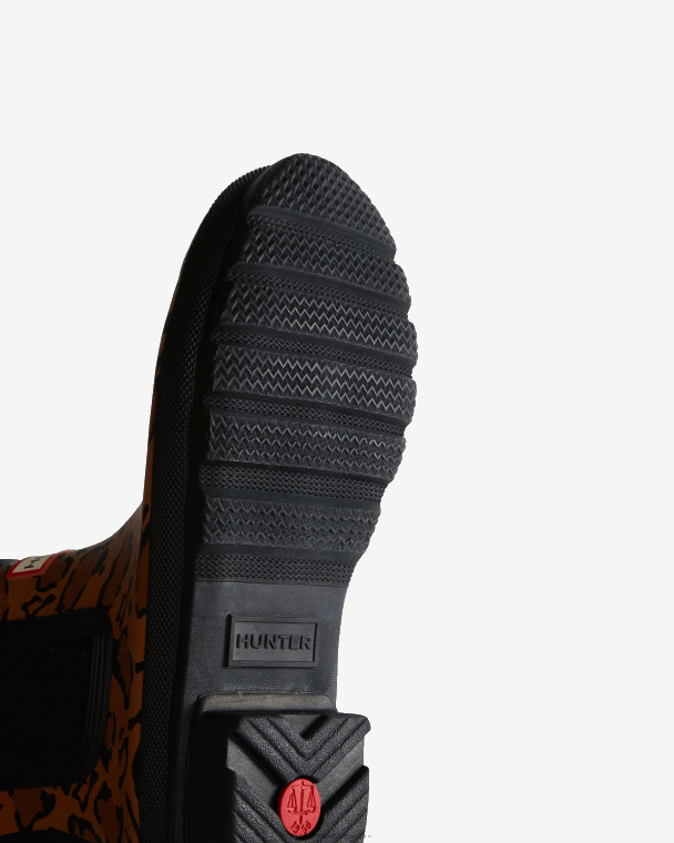 X226V221 chelsea boots met panterprint vrouwen Hunter rijke tan/zadel/zwart