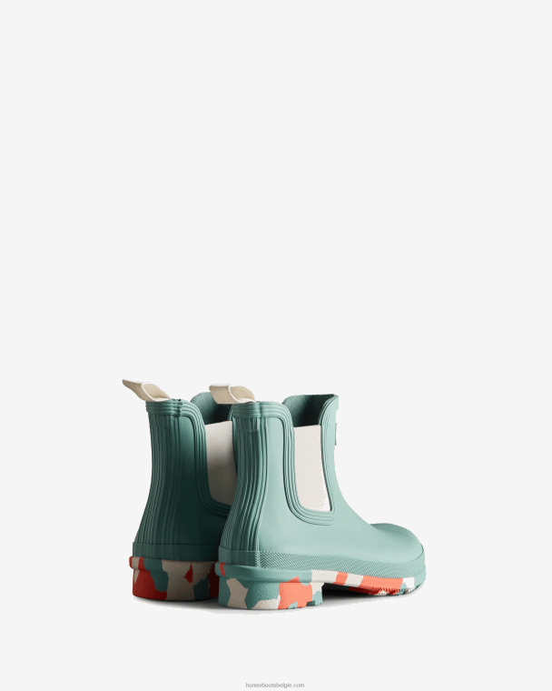 X226V280 chelsea boots met spatzool in kleur vrouwen Hunter birdseye blauw/witte wilg/persimmon roze