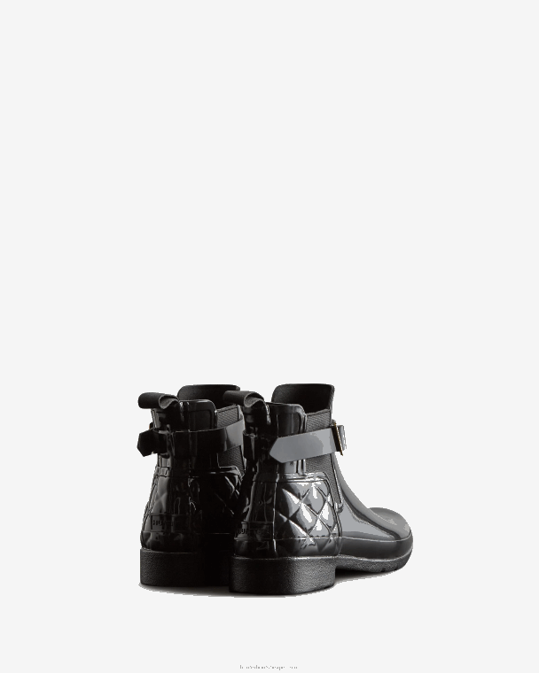 X226V309 verfijnde slim fit gewatteerde glanzende chelsea boots vrouwen Hunter zwart