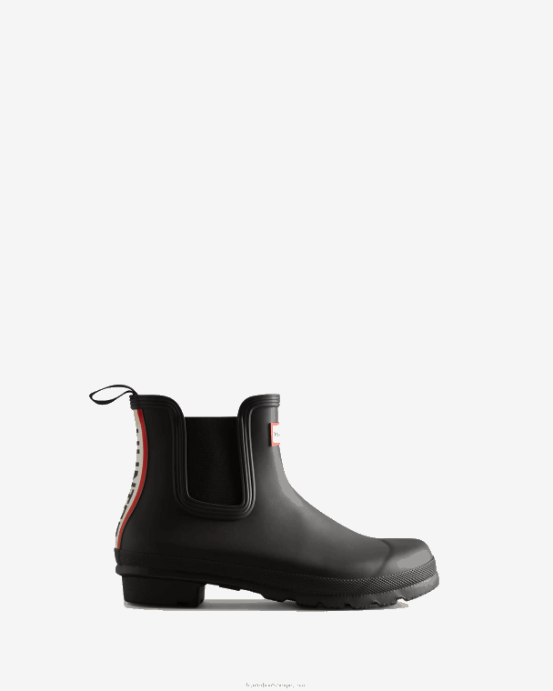 X226V51 chelsea boots met driekleurig logo op de rug vrouwen Hunter zwart